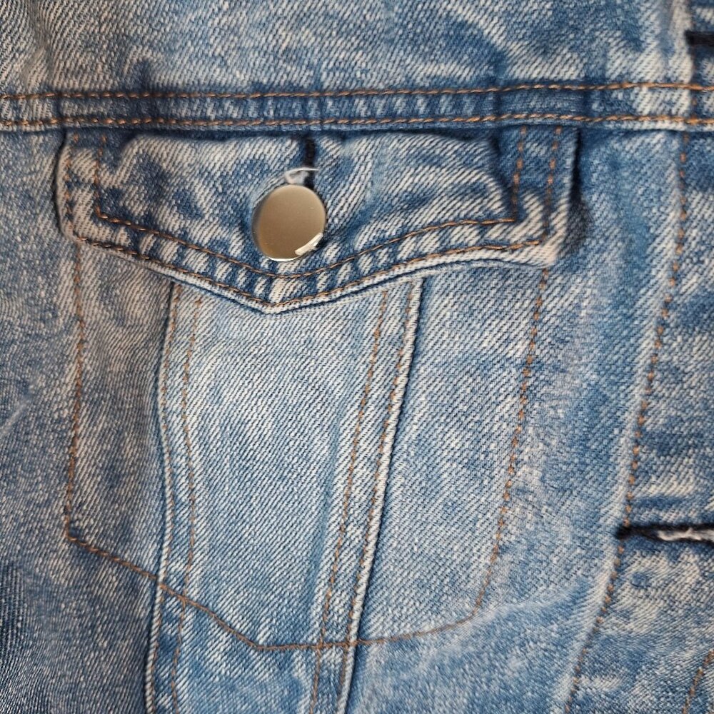 Cropped Cinched Button Down Jean Jacket size small - image 7